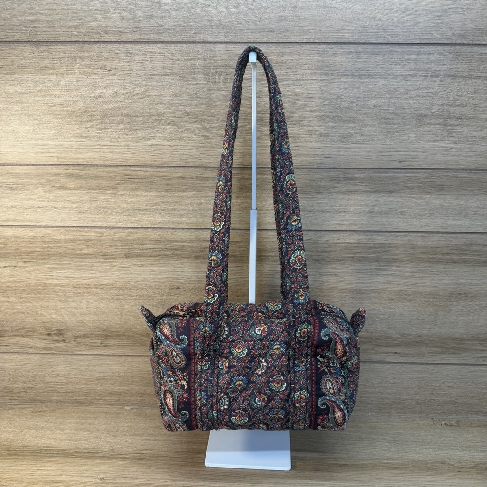 Retired Vintage Vera Bradley Colette Black Paisley Duffle Style Shoulder Bag USA